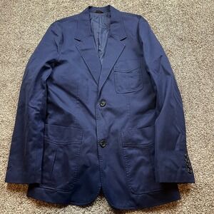 Eddie Bauer Mens Blazer Navy Blue Cotton Nylon Outdoor Travel Jacket Size S